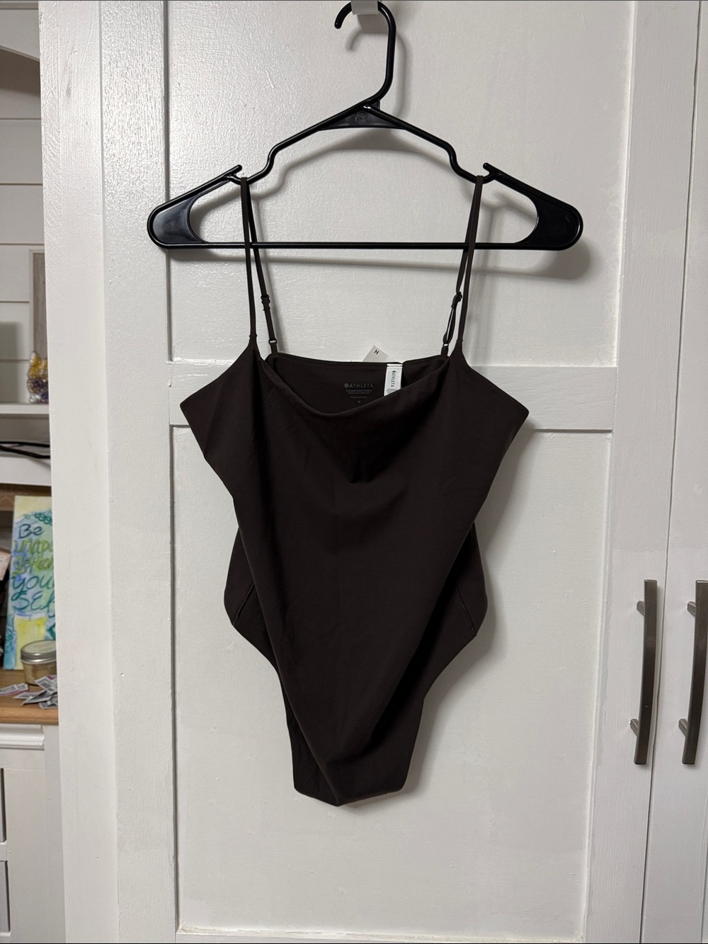 Athleta Black Brown Scoop Neck Bodysuit